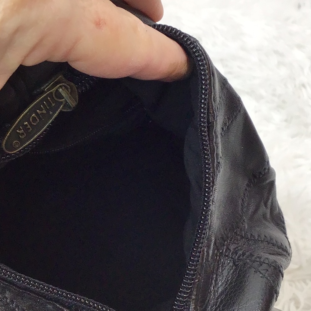 Patchwork black leather convertible backpack - image 13